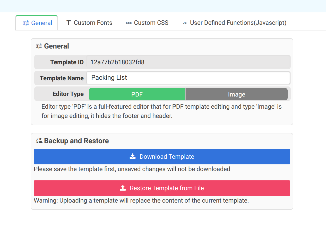 Settings Tab