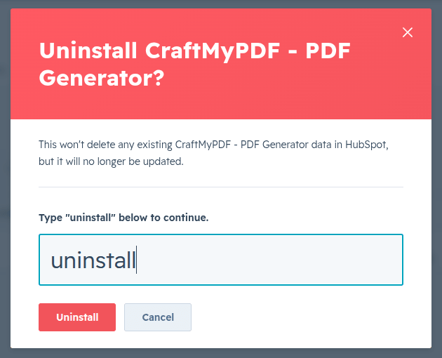 A screenshot showing the uninstall confirmation dialog box