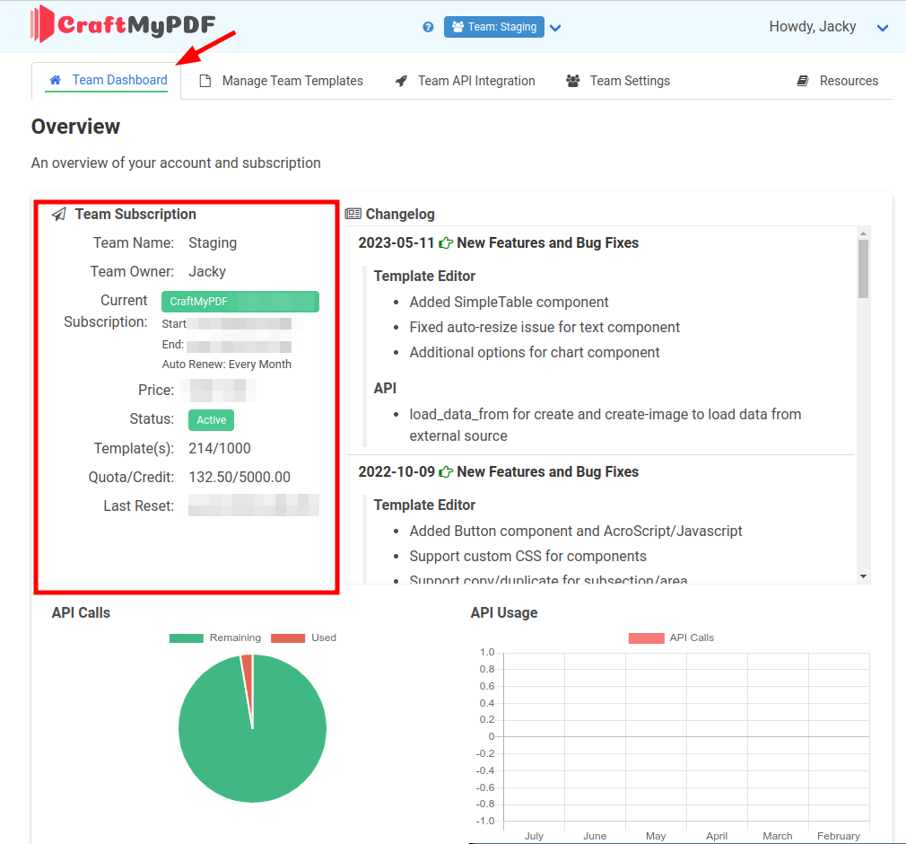 Team Dashboard