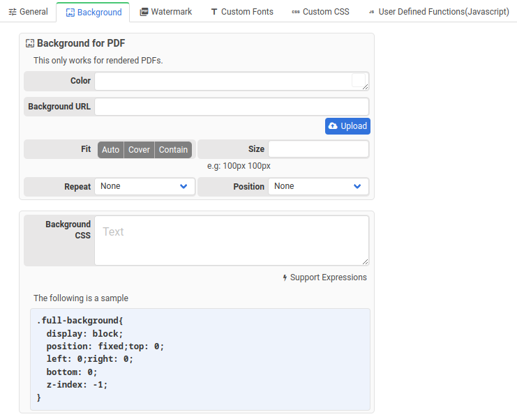 Background Settings