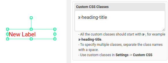 Custom CSS Classes in property panel